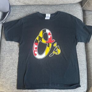Black Kids' Orioles T-Shirt with MD flag design